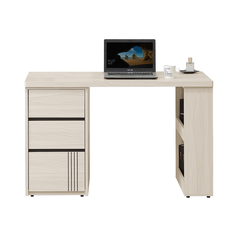 【Homelike】 喜家居4尺三抽書桌(2542), , large