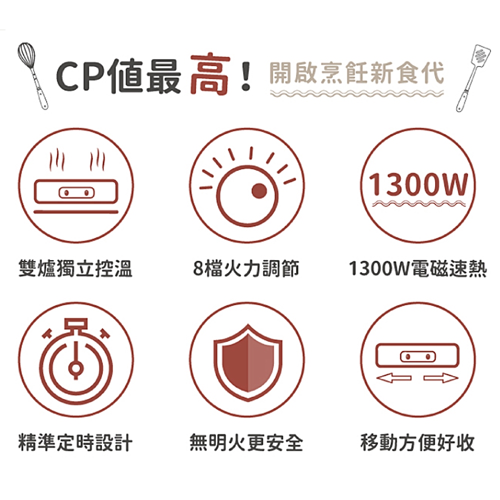 【日本KOM】 雙口IH電磁爐-優惠加價購組(雙口免安裝), , large