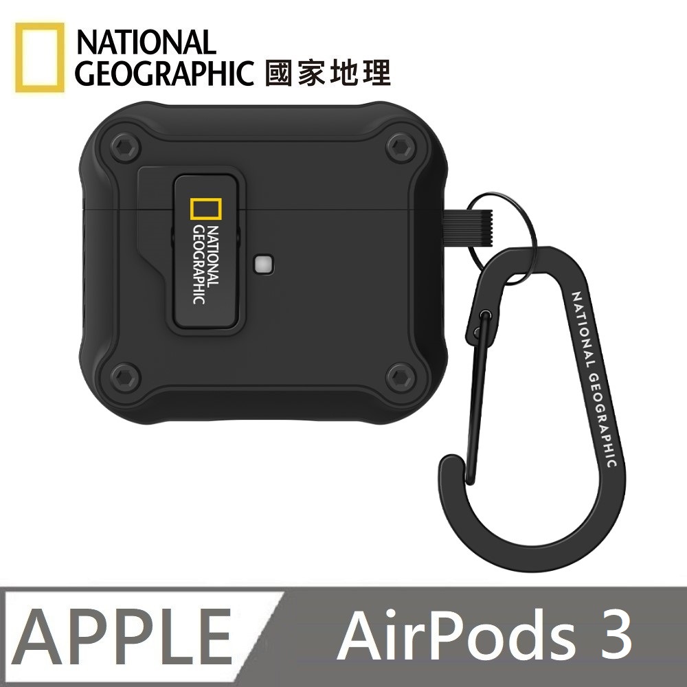 NationalGeographic National Geographic Rugged Bumper Automatic Opening Earphone Protective Case Earphone Case Applicable to AirPods 3 - Black 