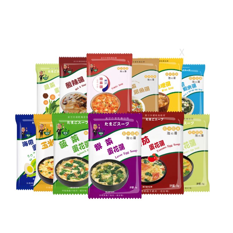 躍進【台灣蘇伯Soup】即沖即食沖泡湯 12口味一次嚐 12包/組 12種各1 蛋花湯 特色湯品 3秒快沖 即沖即食 速食湯 沖泡湯品 蘇伯 湯塊 非素食, , large