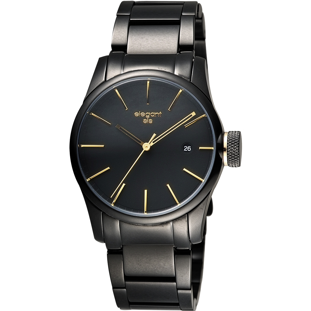 elegantsis JT41 都會流行腕錶-黑金/36mm ELJT41-VO09MA, , large