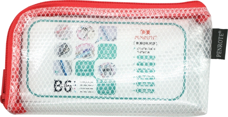 【PENROTE 筆樂】B6 EVA L型環保網格收納袋 粉