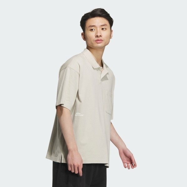 Adidas ST FL Loos Polo 男 POLO衫 短袖 上衣 運動 休閒 寬鬆 垂肩 奶茶 [IT3933], , large