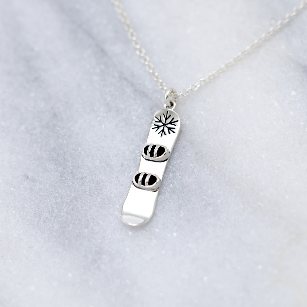 【Angel & Me】3D 滑雪板 s925 純銀項鍊 滑雪 運動 聖誕節禮物, , large