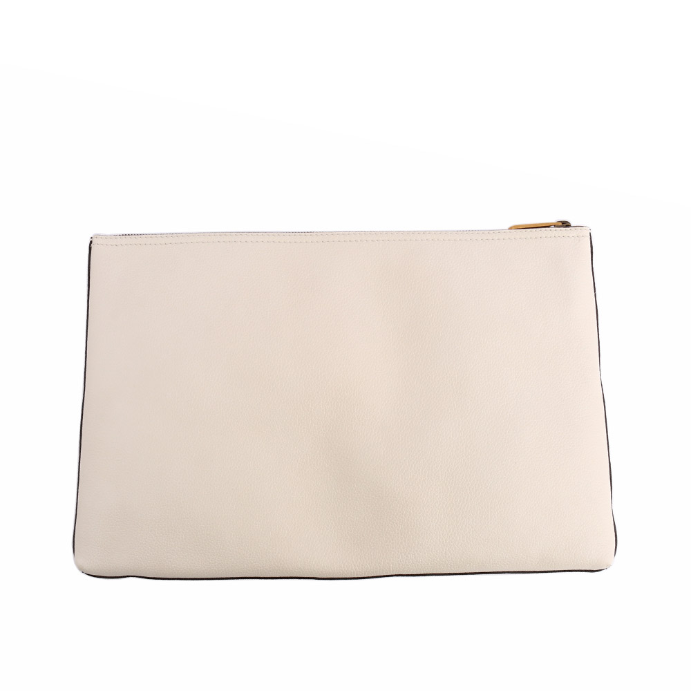 GUCCI LOGO CLUTCH小牛皮復古綠紅綠手拿包/白色, , large