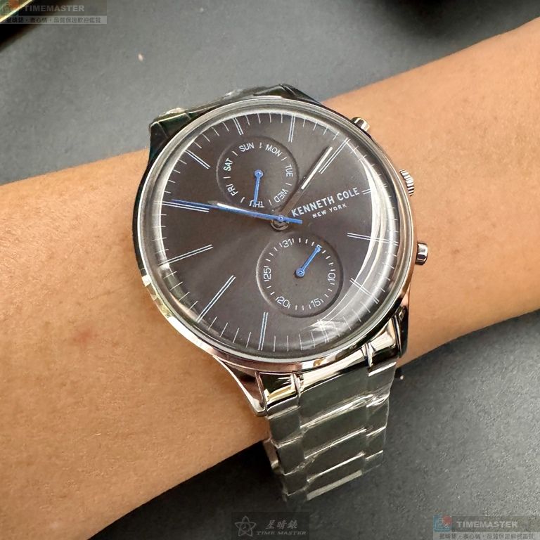 [星晴錶業]Kenneth Cole手錶,42mm,KC50585003槍灰色錶面銀錶殼銀色精鋼錶帶款, , large