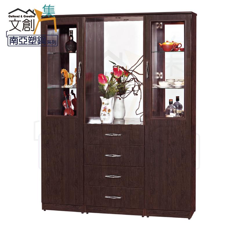 【文創集】瓦多 環保5.1尺南亞塑鋼玻璃多功能雙面櫃/玄關櫃(客約商品), , large