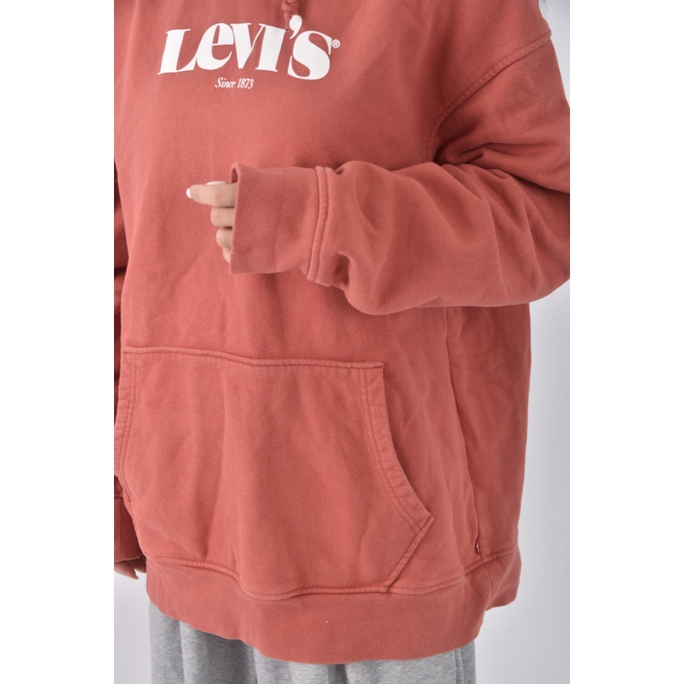 (M) levis質感棉質純棉紅色長袖上衣二手衣, , large