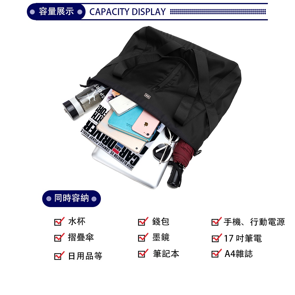 SPRING-尼龍大容量托特包斜背包中性簡約托特斜背包學生書包, , large