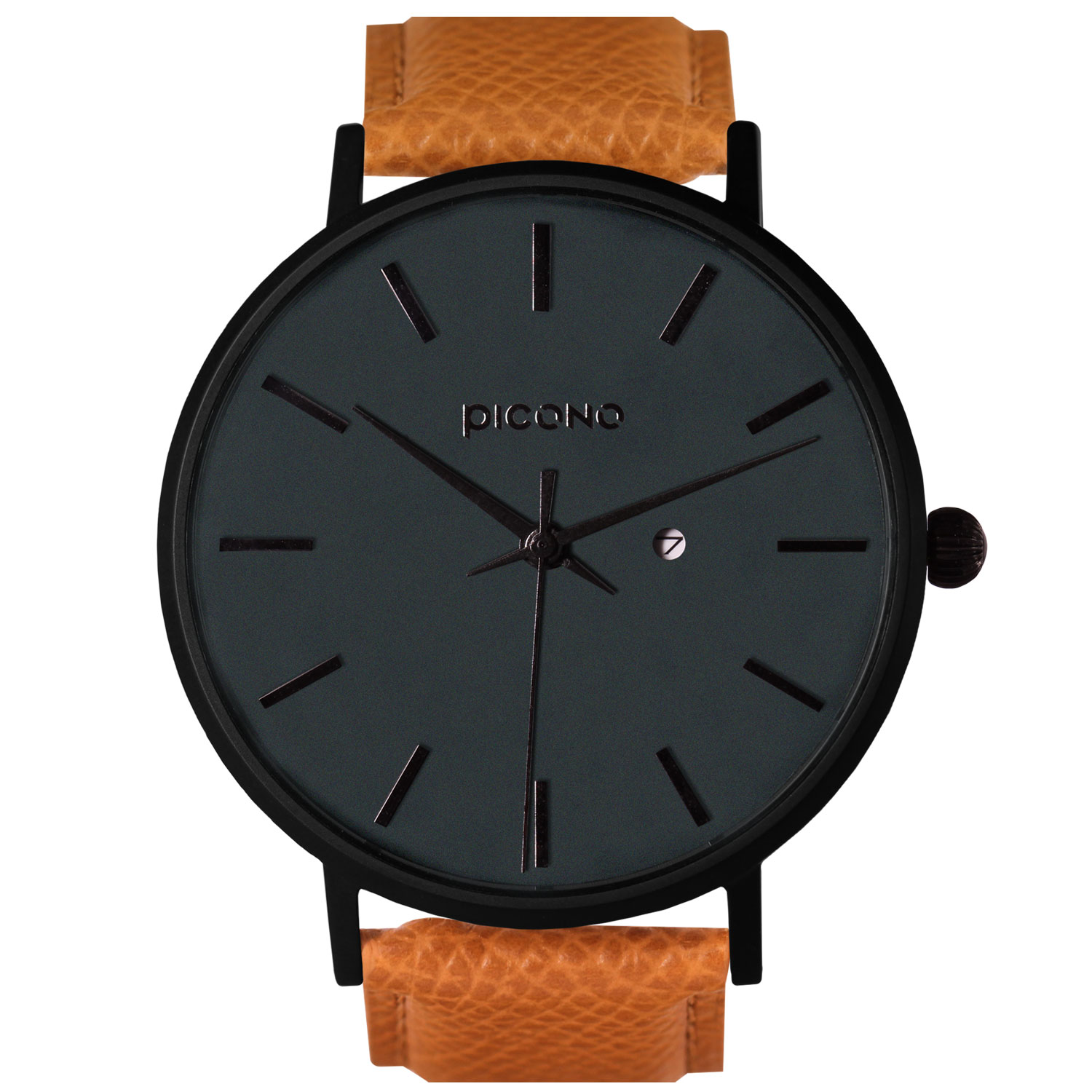 【PICONO】Siempre minimalist brown leather strap couple watch-Dark green / SI-10902 Men, , large