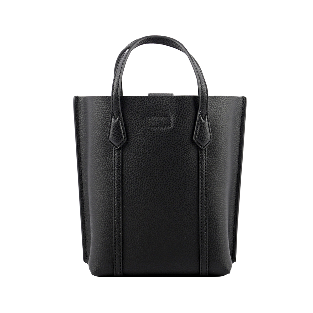 TORY BURCH Perry 荔枝皮革三層迷你托特包/黑色, , large