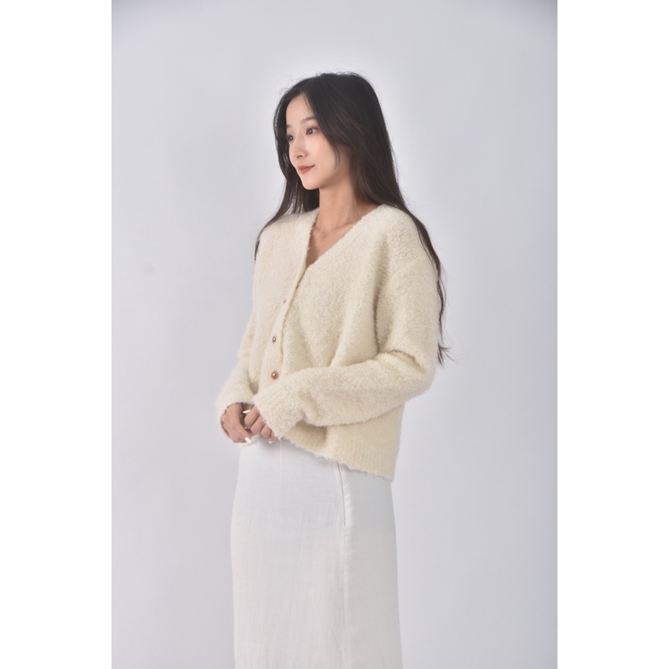 (M) knitpia韓牌質感V領杏色外套二手衣, , large