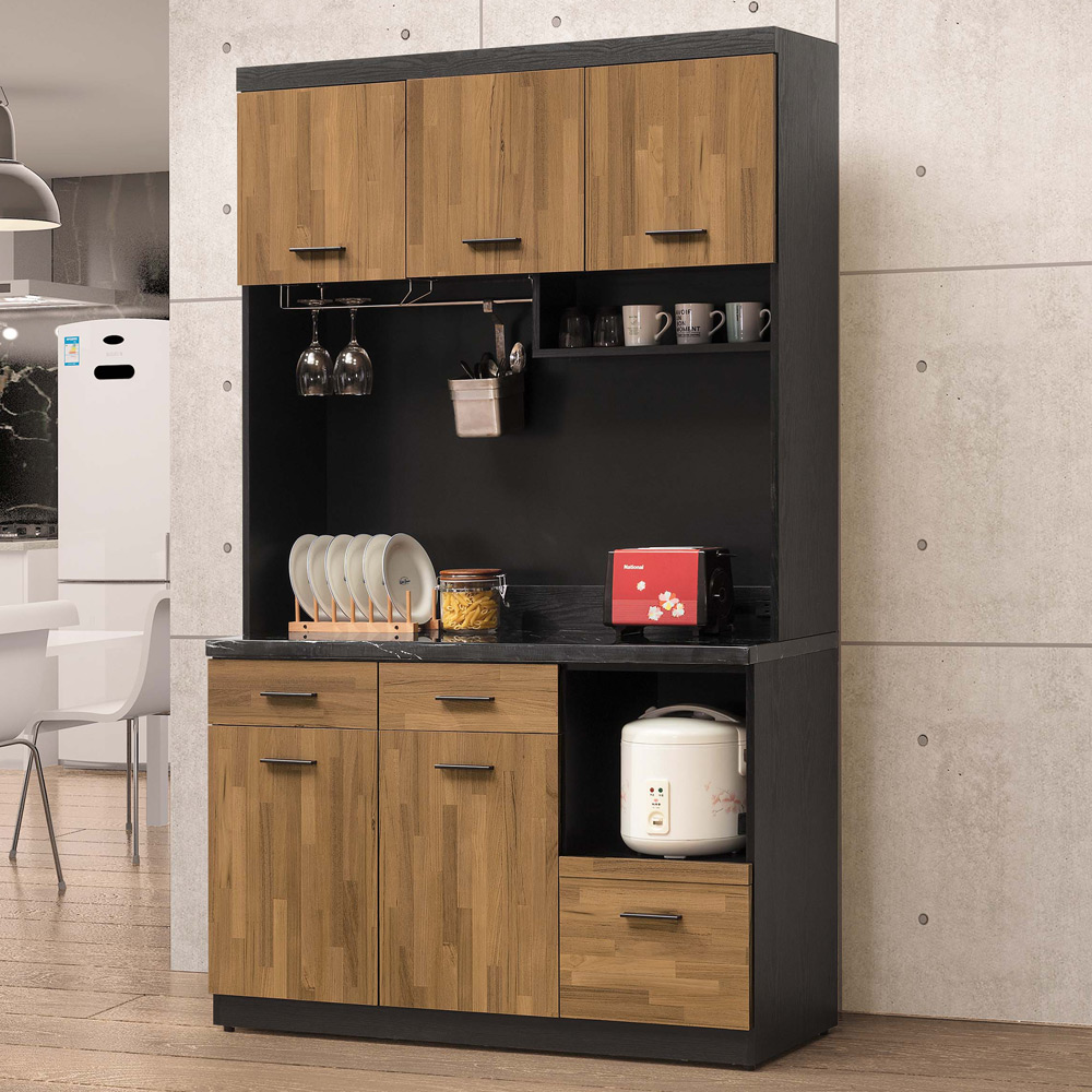 【Homelike】喜家居積層木色4尺石面收納餐櫃(11378), , large