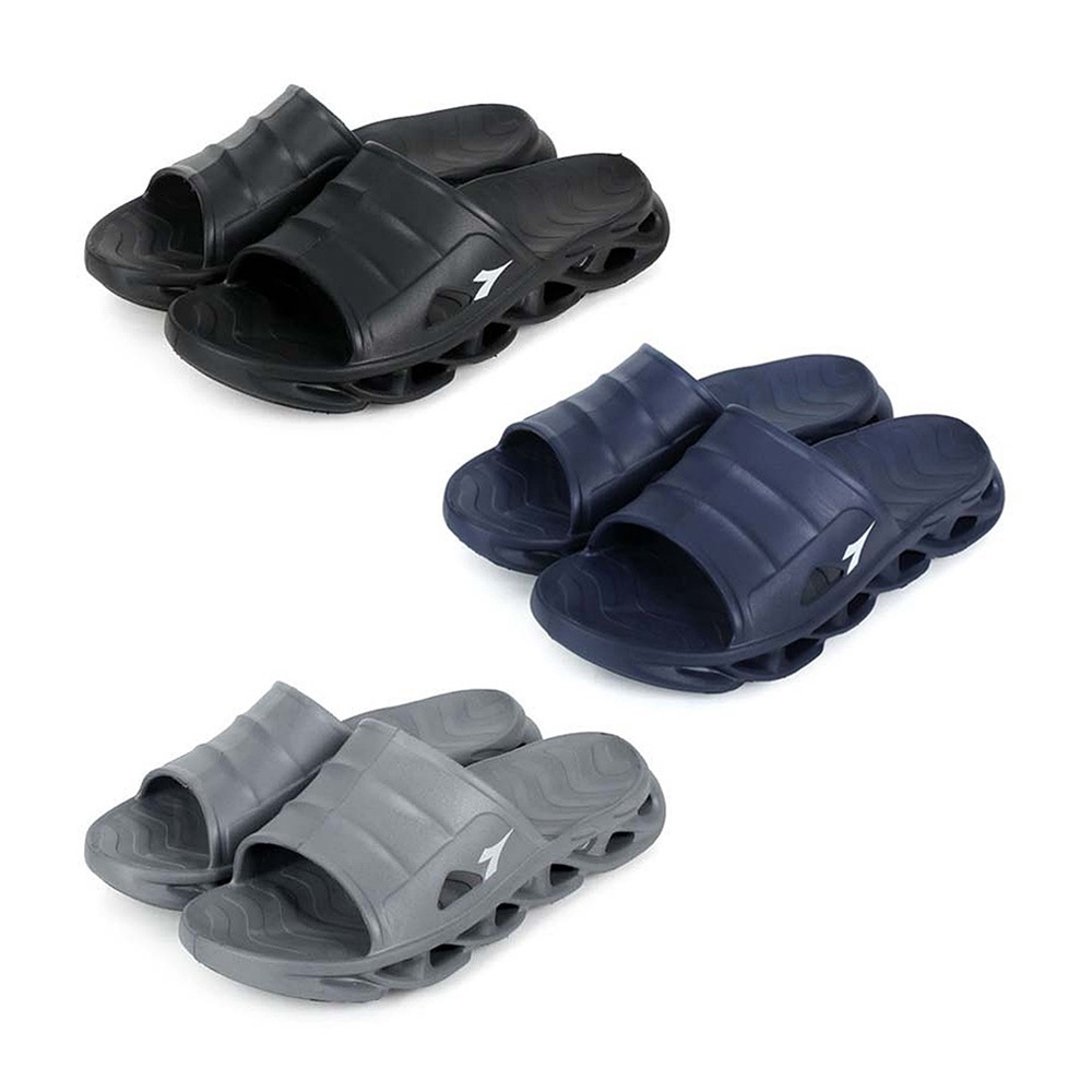 DIADORA迪亞多那 紓壓休閒運動拖鞋 逛街 居家 素色 一體成型 舒適 防水 Q彈 舒壓 排氣孔 防滑 黑 藍 灰, , large