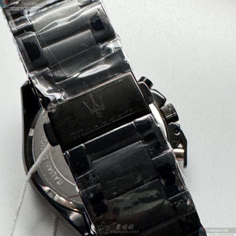 [星晴錶業]MASERATI手錶,46mm,R8873612048黑色錶面黑錶殼深黑色精鋼錶帶款, , large