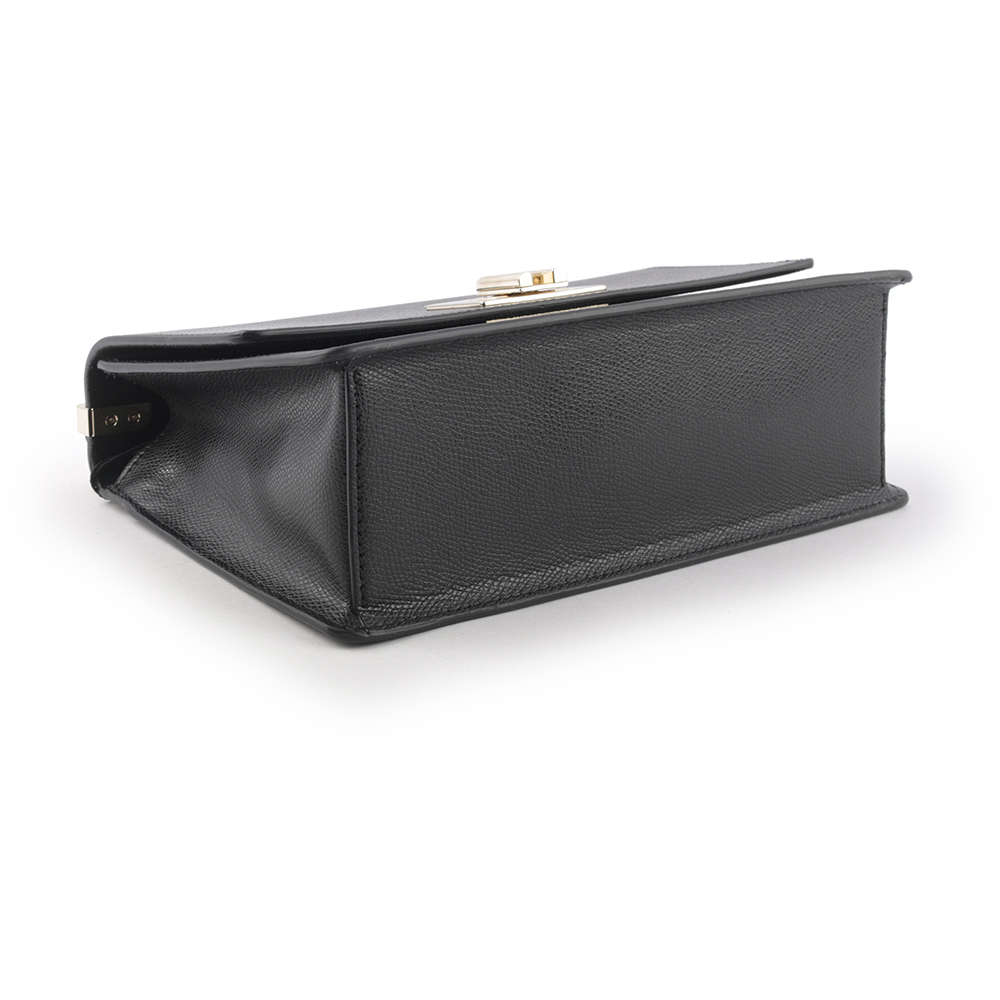 FURLA 1927 拱門轉釦小款翻蓋鏈帶二用包/黑色, , large