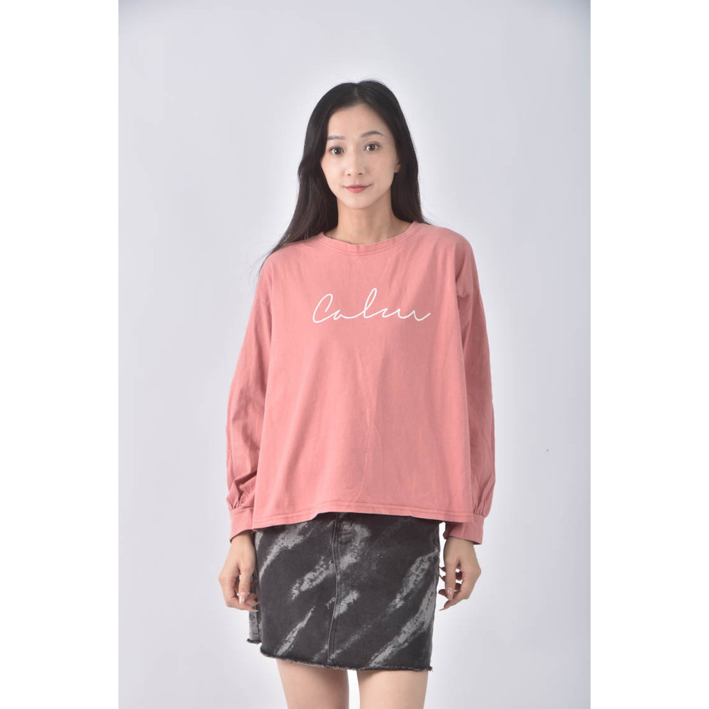 (XL) e zhan文字粉色長袖上衣二手衣, , large