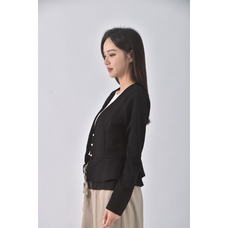 (S) 【德馨私服】blue shop韓牌質感棉質V領黑色外套二手衣, , large
