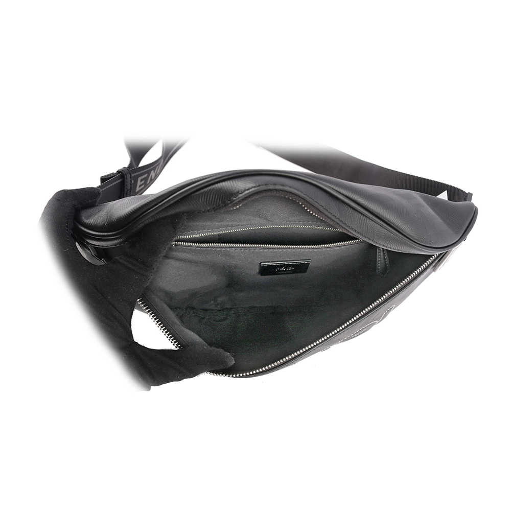 FENDI FF Logo Shadow 皮革腰包/黑色, , large