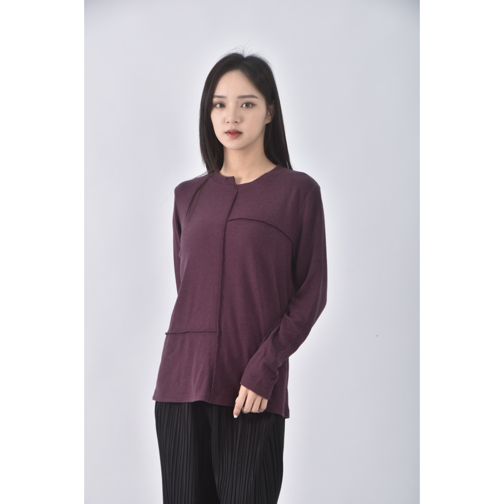 (L) 圓領紫色長袖上衣二手衣, , large