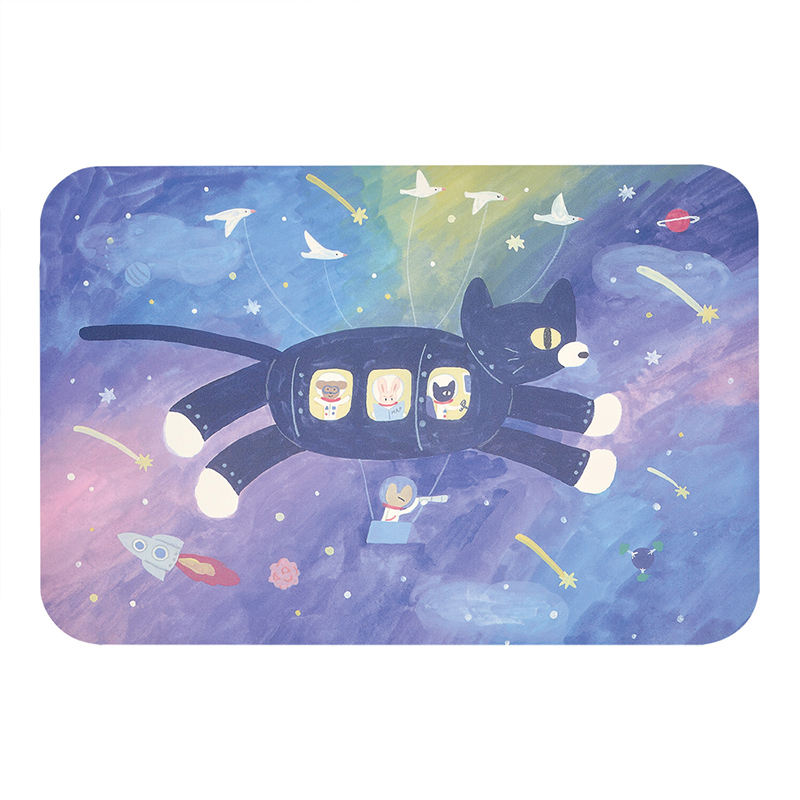 【怪獸】新銳設計師 10秒頂吸 軟式珪藻土吸水地墊 阿文 (60x40cm) -夜空中的冒險, , large