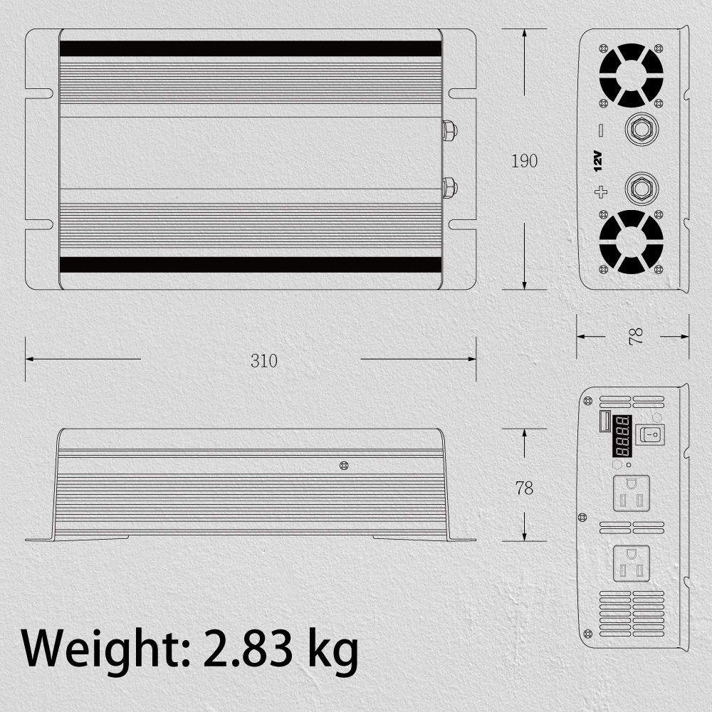 【CSP】Power converter + deep cycle battery pack sine wave UXC50-12IFR + 1000W power converter 12V to 110V inverter + 12V50Ah battery, , large