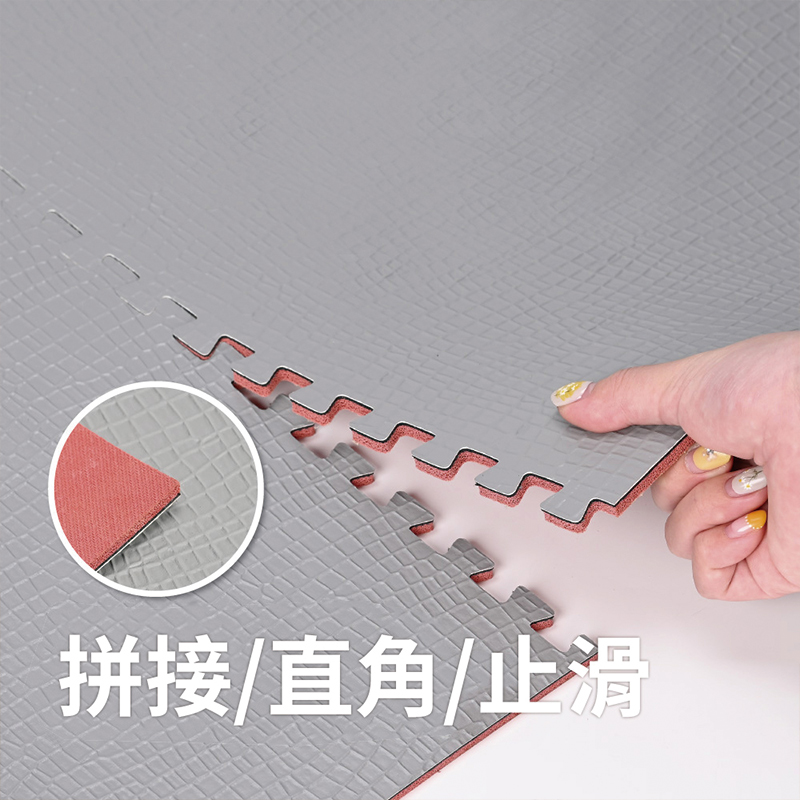 【Monster】 Free-Combination Stress-Relief Leather Kitchen Mat (50x40cm) – Cool Rock Gray, Set of 2, , large