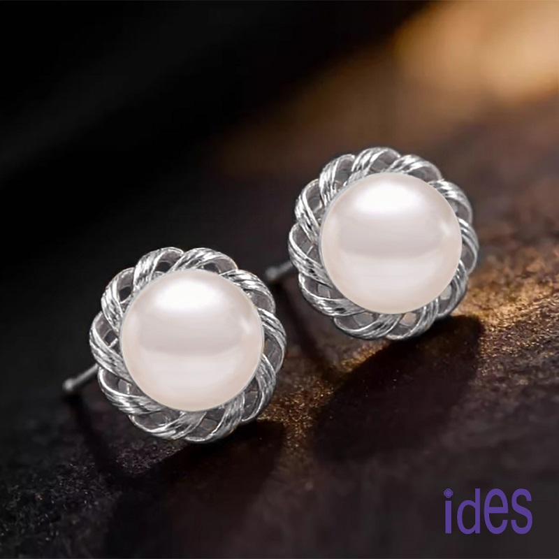 [ides愛蒂思] 日本設計AKOYA經典系列天然珍珠耳環7-8mm/(氣質), , large