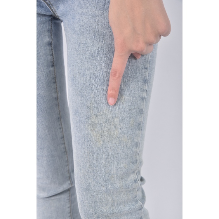 (M) 高腰丹寧牛仔後綁繩藍色長褲二手衣, , large