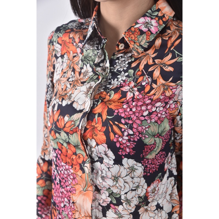 (S) first nice花朵黑色長袖上衣二手衣, , large