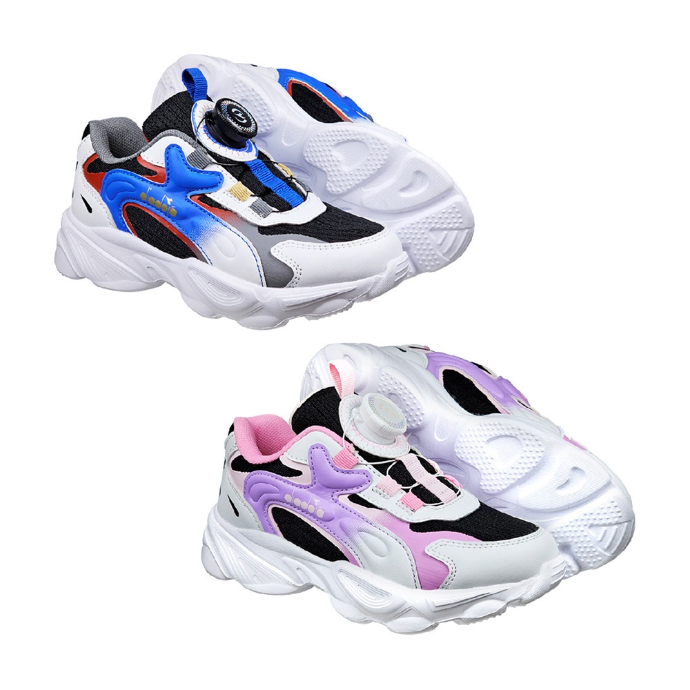 DIADORA迪亞多那 疾光兒童運動鞋 童運動鞋 童鞋 寬楦 透氣 康特杯 保護後跟 抗菌 除臭 吸震 減壓 黑藍 黑紫, , large