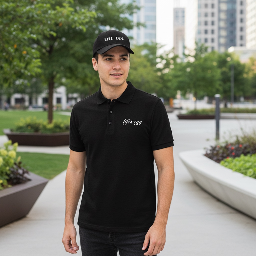 【LIFE&EGG】Classic Logo Embroidered Baseball Cap /Black, , large