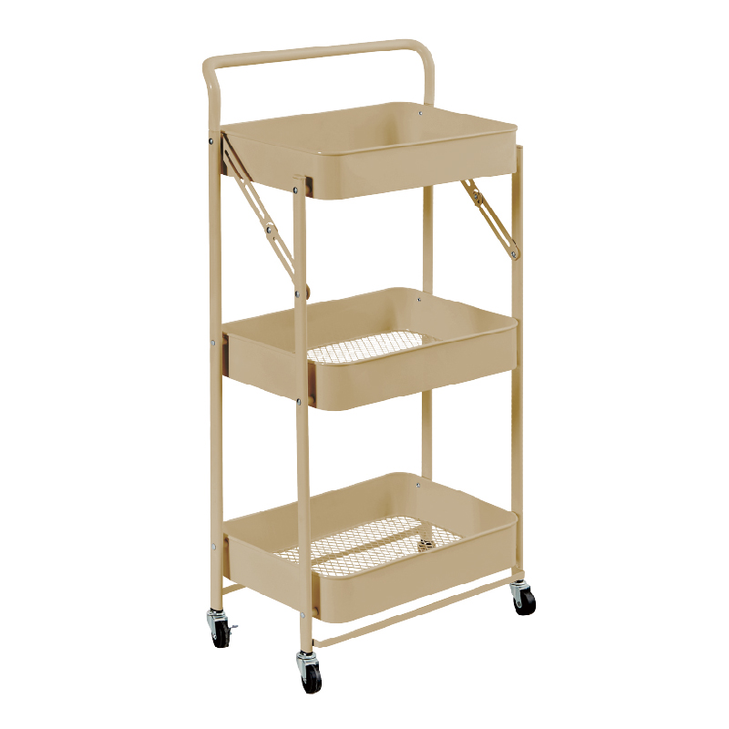 folding storage basket trolley, , large