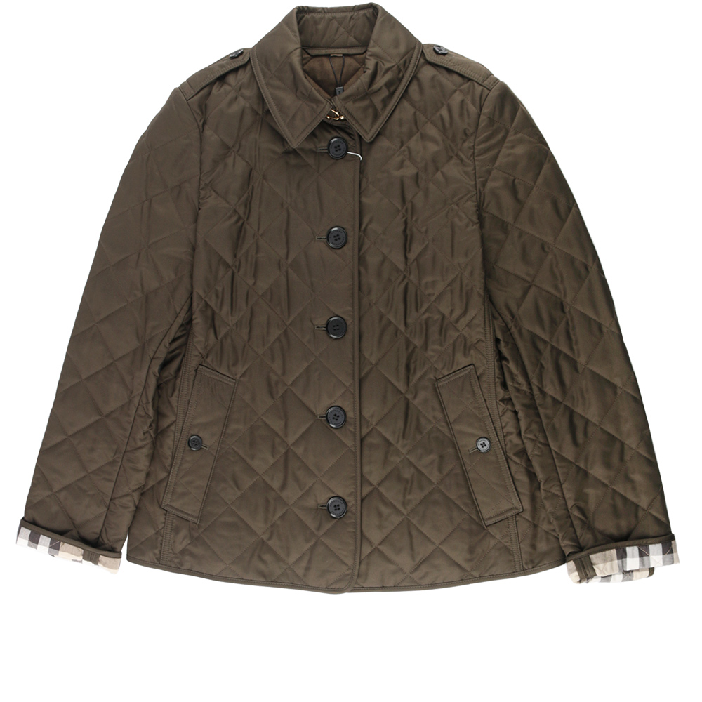 BURBERRY L號菱格紋棉質輕型外套/橄欖綠, , large