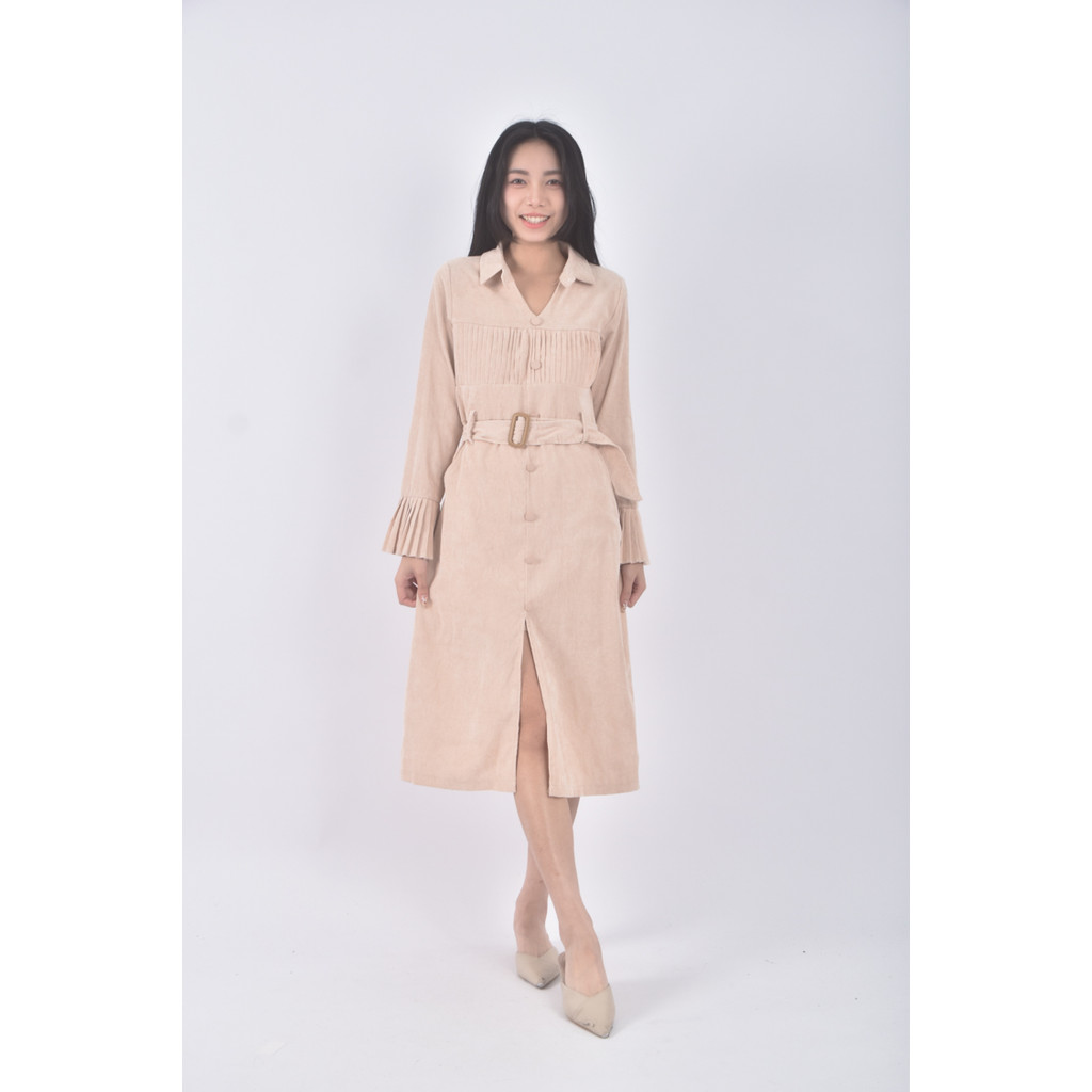 (M) clothing杏色綁帶長袖上衣二手衣