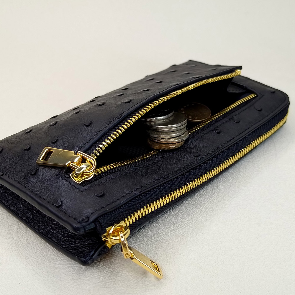 【M2nd】 Ostrich Slim Zip Wallet, , large