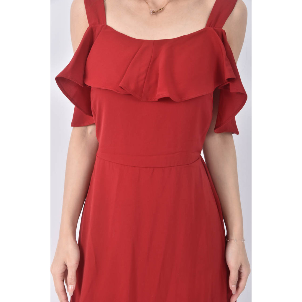 (S) ob style露背優雅紅色洋裝二手衣, , large