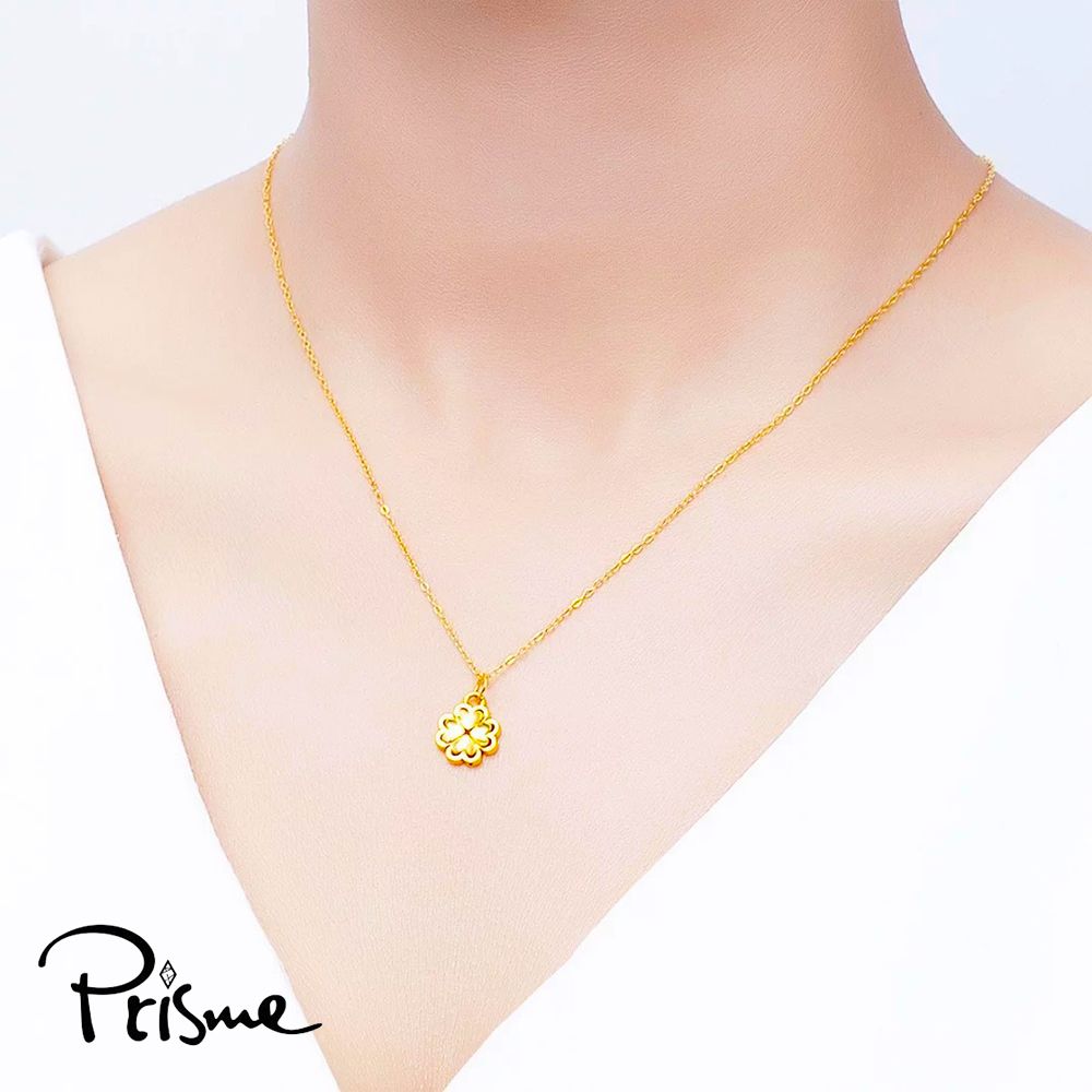【Prisme Gold】黃金項鍊 鏤空幸運四葉草 黃金鍊墜項鍊 (金重：約0.08錢±0.03), , large
