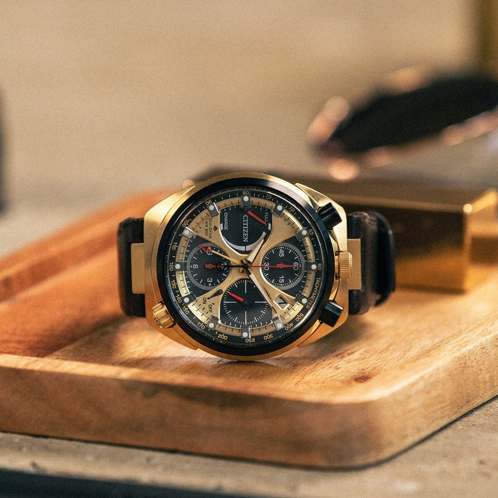 CITIZEN 星辰 Tsuno Chrono 50週年 牛頭錶 光動能計時手錶 AV0072-01X, , large