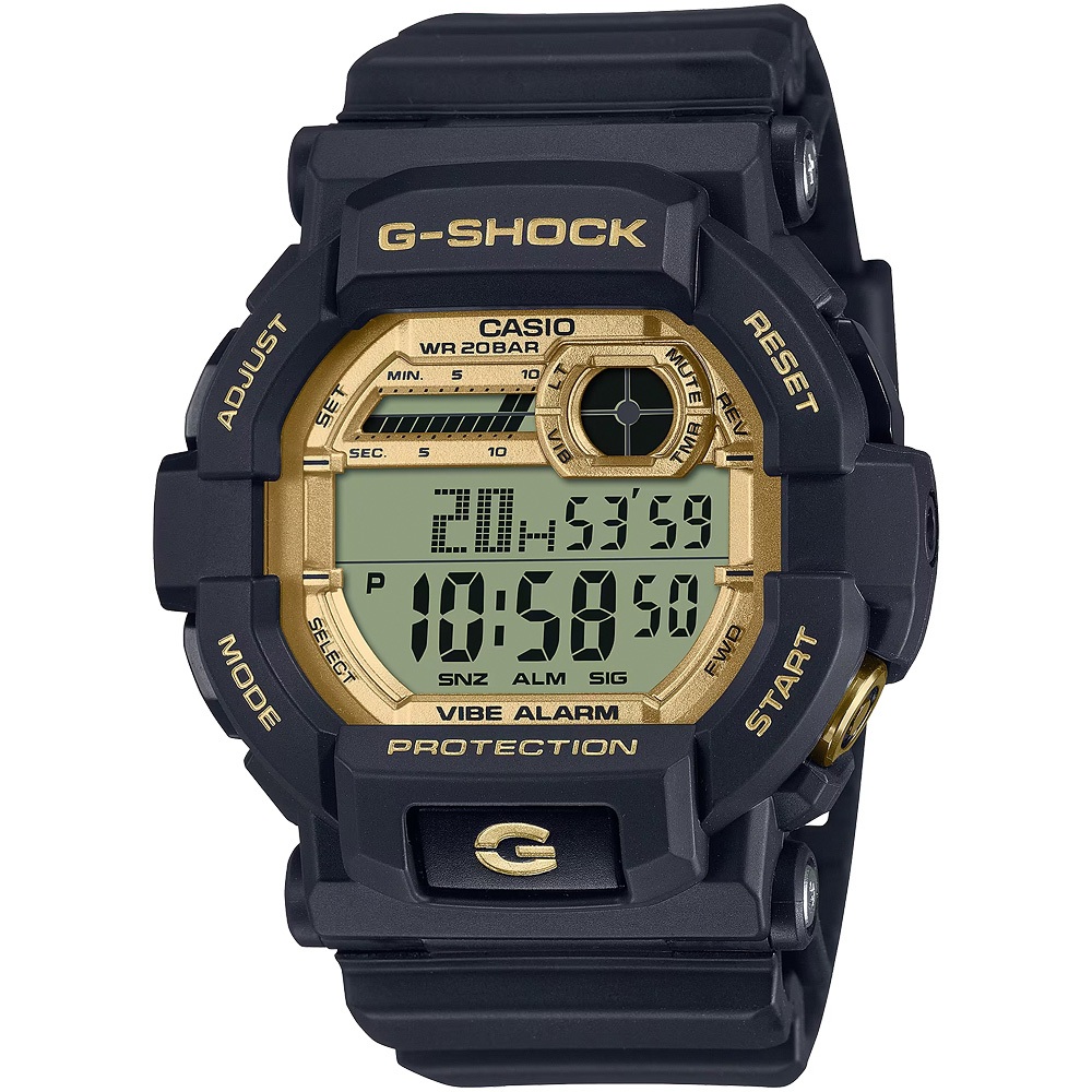 CASIO 卡西歐 G-SHOCK 黑金配色運動手錶 電子錶 GD-350GB-1, , large