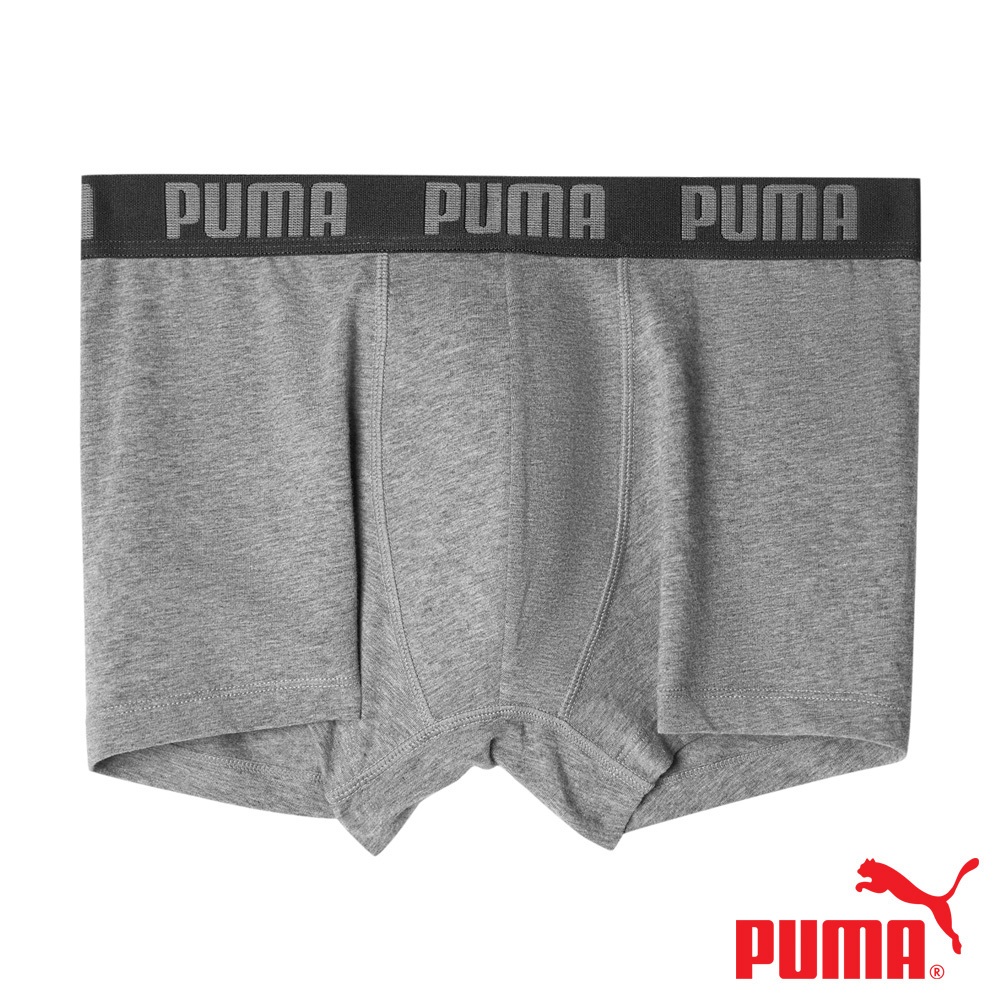 PUMA 平口內褲 1件組 彪馬 跳豹 男內褲 平角內褲 修身 防捲邊 貼合 耐穿 柔軟 棉質 排汗 透氣 抗菌 黑 灰, , large