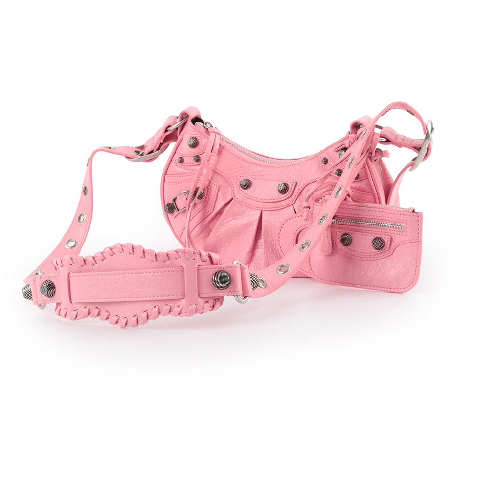 BALENCIAGA Le Cagole XS 小羊皮半月可頌包/粉色, , large