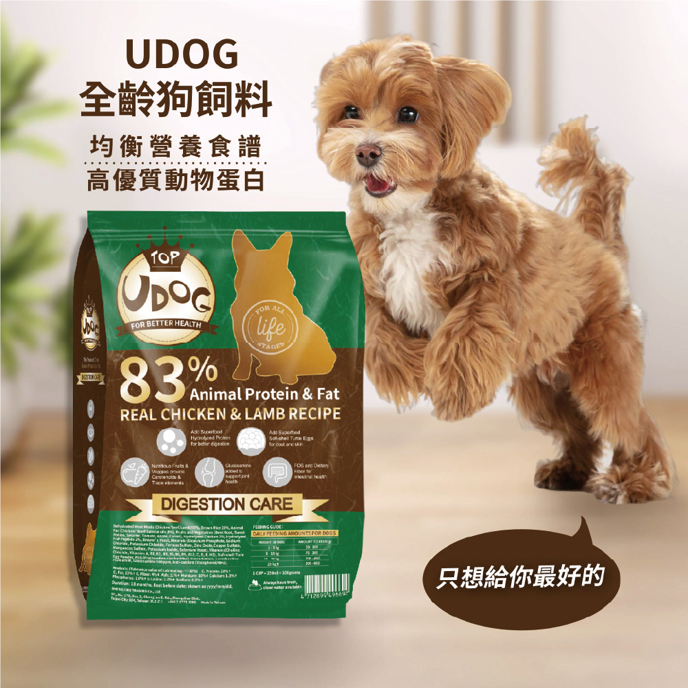 【UDOG】全齡犬雙效營養照護配方-田園遨遊(雞肉+羊肉) 13.6Kg/包, , large