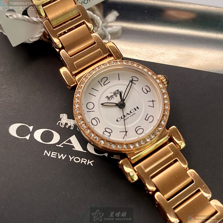 [星晴錶業]COACH手錶,24mm,CH00060白色錶面玫瑰金錶殼玫瑰金色精鋼錶帶款, , large