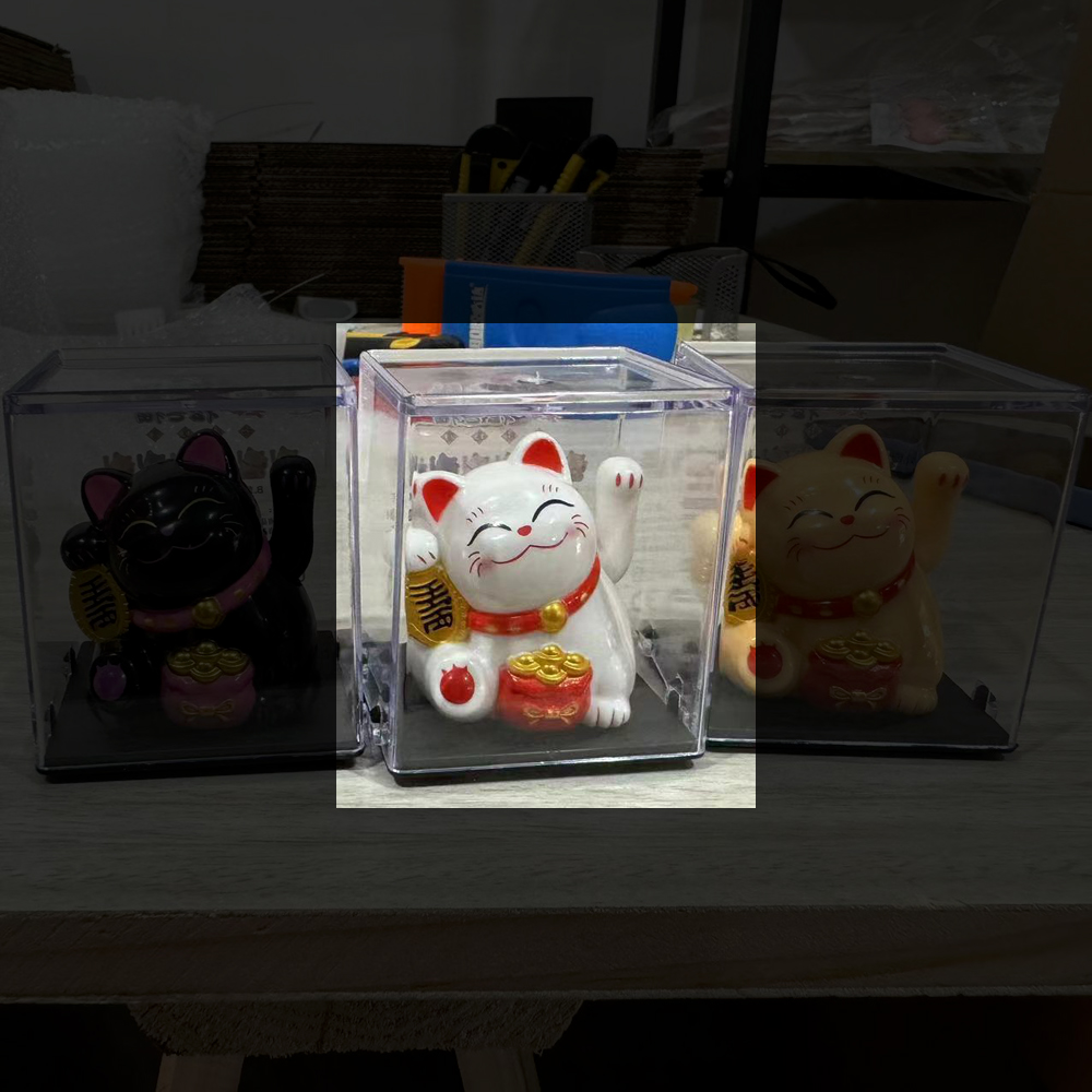 Adorable & Eye-Catching 【Smiling Solar-Powered Lucky Cat】Movable Paw, Perfect for Stores, Creates Positive Energy, No Charging or Plug Needed, Attracts Wealth and Prosperity, , large