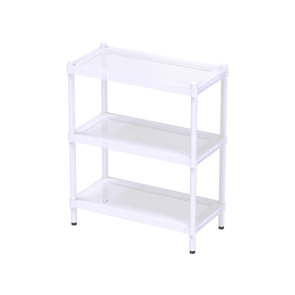 [Y HOUSE] 60x30x75cm Extreme Aesthetic Perforated Three-Tier Storage Rack - Lacquered White