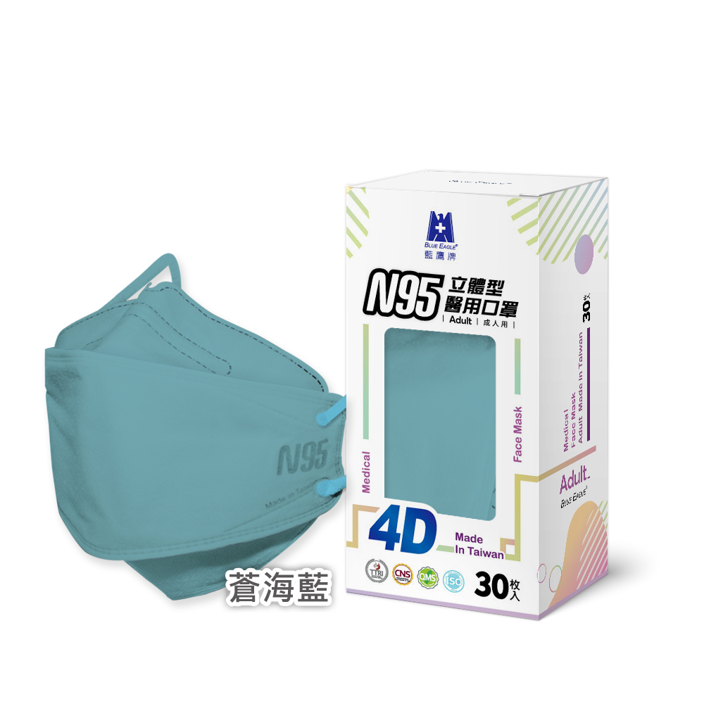 【Blue Eagle】N95 4D Adult Medical Face Mask 30 pack, , large