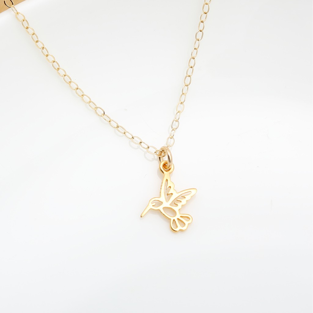 【Angel & Me】Golden Hummingbird s925 sterling silver necklace Birthday gift