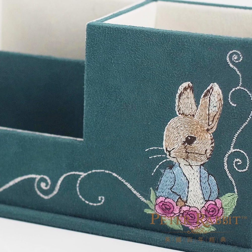【世豐】Peter Rabbit比得兔仿麂皮電繡置物盒-綠, , large