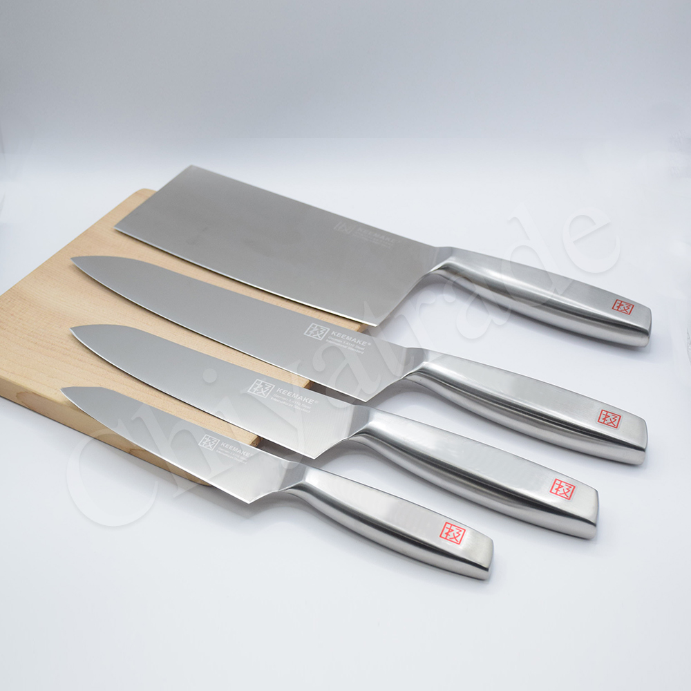 【日本極KEEMAKE】日本極 高碳鋼 輕巧極緻一體構造 不鏽鋼刀-4入組(蔬果小刀+三德+牛刀+中華包丁菜刀), , large